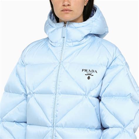 prada light blue coat|Prada puffer jackets.